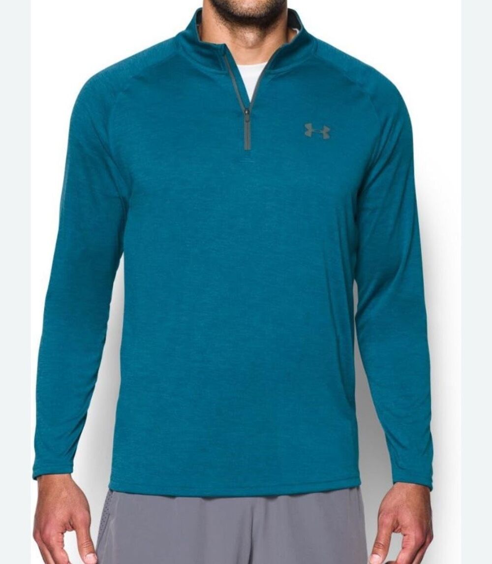 Under Armour deep teal heathered 1/4 zip pullover - L